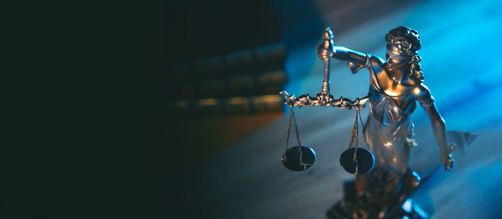 Lady justice. Statue of Justice in library. Legal and law background concept